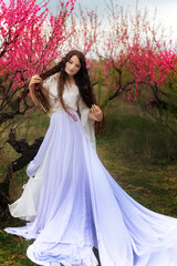 a woman in peach garden rose trees nature parks walk