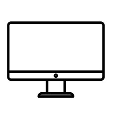 Monitor device icon with black outline style. technology, display, business, monitor, computer, screen, internet. Vector Illustration