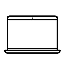 Laptop device icon with black outline style. laptop, computer, business, screen, technology, isolated, notebook. Vector Illustration