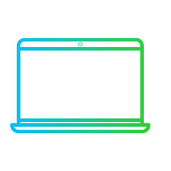 Laptop device icon with blue and green gradient outline style. laptop, computer, business, screen, technology, isolated, notebook. Vector Illustration