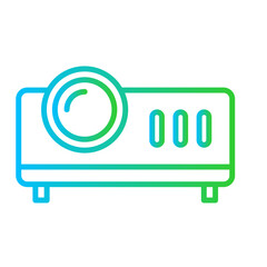 Projector device icon with blue and green gradient outline style. projector, screen, video, presentation, movie, cinema, film. Vector Illustration