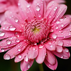 Pink flower water drops on it generated.AI