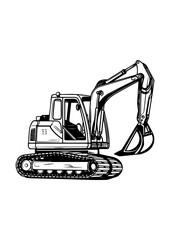 excavator toy illustration design in cartoon for kids Digger Excavator Icon Vector Illustration	
