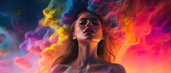 Sensual Euphoria - A Colorful Attractive Women - MDMA - Cannabis - Drugs, Perfect for Screensavers and Desktop Backgrounds