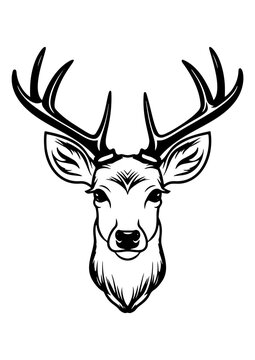 Deer on a white background. Vector silhouette svg illustration.	