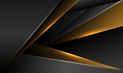 Abstract grey metallic gold geometric overlap arrow direction design modern luxury futuristic background vector
