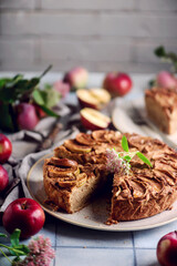 Whole wheat spiced apple pie .selective focus.