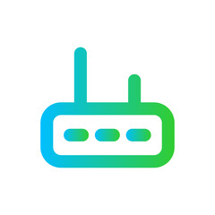 Router devices icon with blue and green gradient outline style. router, network, technology, internet, digital, wireless, communication. Vector Illustration