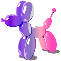 Chien ballon d&eacute;grad&eacute; bleu/rose