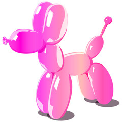 Chien ballon dégradé rose