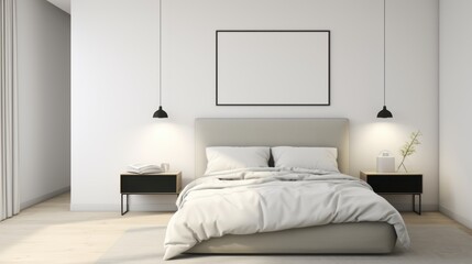 Home mockup, Bedroom interior, Minimal for realistic