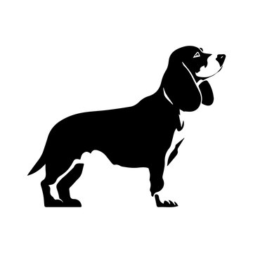 basset hound Dog Vector Silhouette, Generative AI.