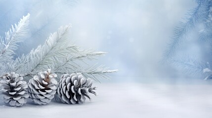 Christmas Pinecones Background with Cozy Space.