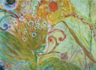 Fotobehang abstract flowers. oil painting. illustration © Anna Ismagilova