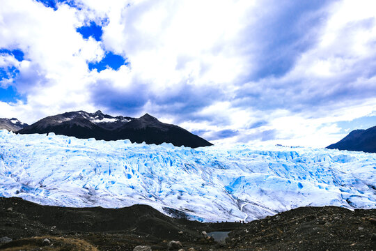 View of the Perito Moreno glacier and the Andes Mountains, Patagonia, Argentina.