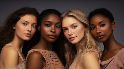 Obraz premium girls of different nationalities and skin. ai generative