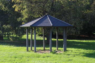 A gazebo in the park.