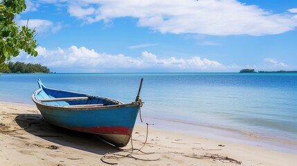 boat with beach background