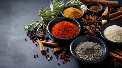 Herbal spice and powdered foods that aid stress management and support the body's functions. ai generative