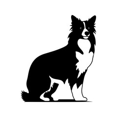 border collie Dog Vector Silhouette, Generative AI.