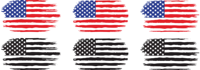 Fotobehang Set of USA grange flag, USA flag silhouette © Graphic-360