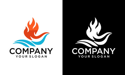 Fire and Water Vector Logo Design Template