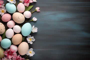 Vibrant Easter Background: Eggs and Flowers