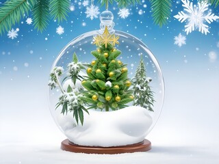 christmas tree with snow globe