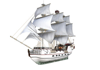 3d rendering of Sailing ship .