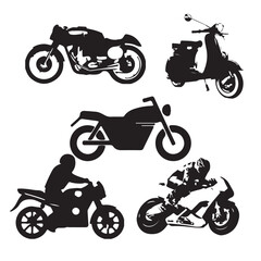 set of motorcycle silhouette 