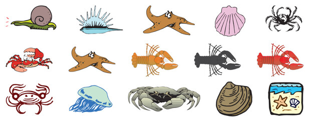 CRUSTACE Cliparts miscellaneous animals creative clipart and cartoons etc - compendium vector illustrations editable best art design for multipurpose use in high definition format © Rashid