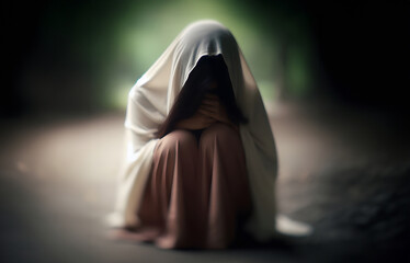 portrait of a woman in a dark room