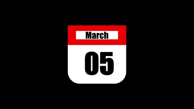  March month calendar icon from the 1st to last .Date counting calendar. Ripped paper calendar to change the moments in the month.
