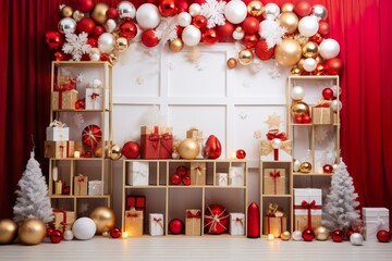 Colorful Christmas Background with Festive Decorations