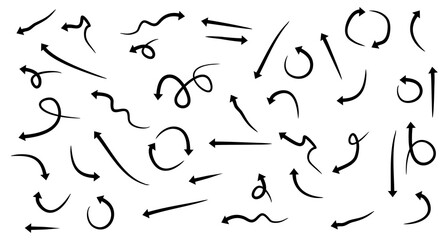 Hand drawn arrow vector icons set. sketch arrow design for business plan and education.