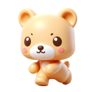 3d cute bear cartoon animal toy. Realistic 3d high quality isolated render	
