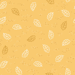 Seamless vector pattern with falling leaves. Line objects. Scandi floral design. Cute hand drawn seasonal background for apparel, fabric, wallpaper, textile, packaging, cover, gift, wrapping paper.
