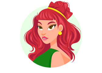 Party clothes vector illustration portrait of women in casual clothes and beauty. Female characters in a flat style user profiles card avatar adult