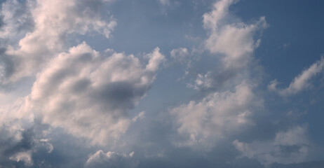 Skyscape. Cumulus clouds in close-up.