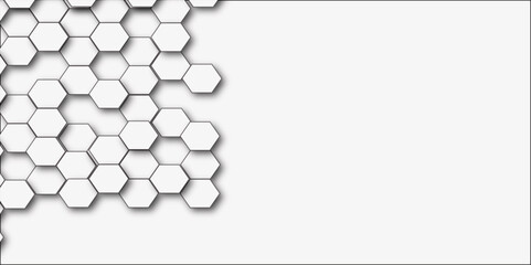 Abstract white background with hexagon and hexagonal background. geometric mesh cell texture. Luxury white pattern with hexagons. Vector illustration.3D futuristic abstract honeycomb mosaic background