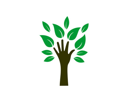 Tree with hands vector illustration logo