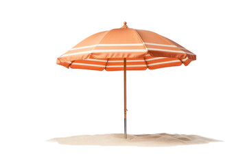 Beach umbrella surrounded sand, isolated on transparent background