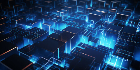 Obraz premium Futuristic technology background with glowing cubes. 