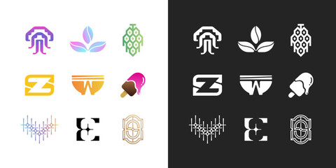 Modern bold abstract logo and icon set