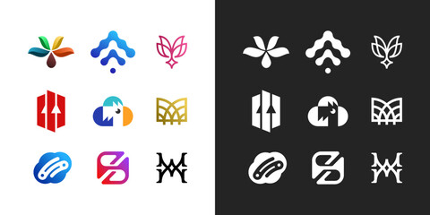Modern bold abstract logo and icon set