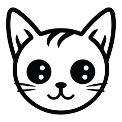 Cat Face Flat Icon Isolated On White Background