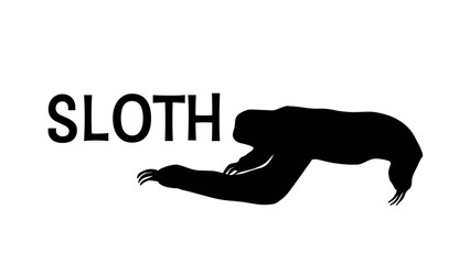 Vectorial sloth silhouette drawing and text - obrazy, fototapety, plakaty