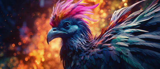 Fototapeta premium Mystical Creature: A Colorful Stunning Mythical Animal, Ideal for Screensavers and Desktop Backgrounds