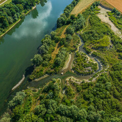 Die Region Bad Abbach im Luftbild, Blick auf ein Altwasser-Biotop auf der Freizeitinsel an der Donau