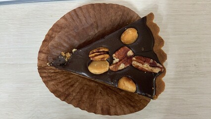 Walnut, macadamia, pecan chocolate pie